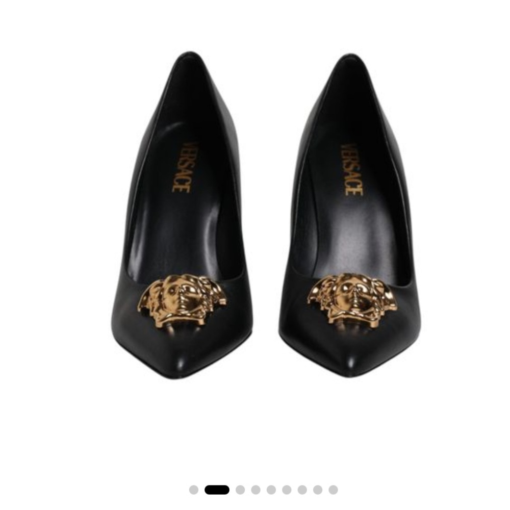 Versace Black Logo Plaque heels - Picture 2 of 7